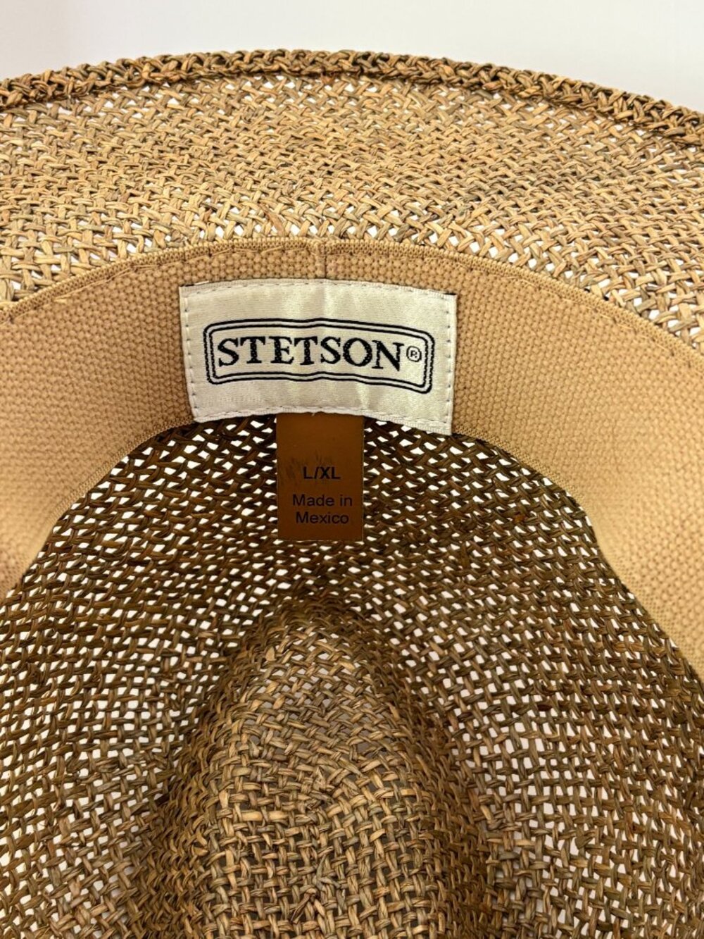 Stetson Straw Hat L XL Wide Brim Western Fedora Panama Style Made Mexico Summer - Picture 2 of 10